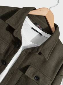 RueChic Men Basic Double Pocket Fitted Jacket - Army Green - View 3