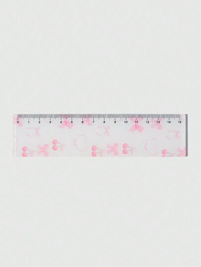 Kawaii 1pc Student Cartoon Bowknot Printed Ruler With Measurement Scale, Back To School Supplies