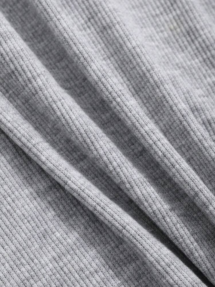 Solid Color Half-Open Placket Long Sleeve T-Shirt,Fall Clothes