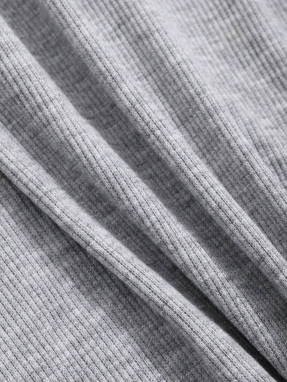 Solid Color Half-Open Placket Long Sleeve T-Shirt,Fall Clothes