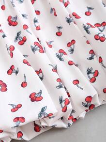 Sweetra Falda informal minimalista con estampado de cerezas para mujer - Blanco - Ver 4