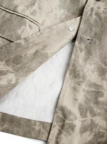 Manfinity VCAY 男士街头风格扎染宽大垫肩宽松编织西装外套适合秋冬季时尚 - 卡其色 - 查看 17