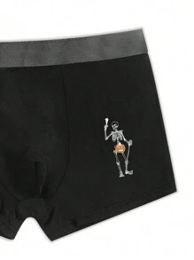 3pcs/Pack Men's Comfortable Boxer Briefs With Halloween Classic Prints - Multicolor - View 3