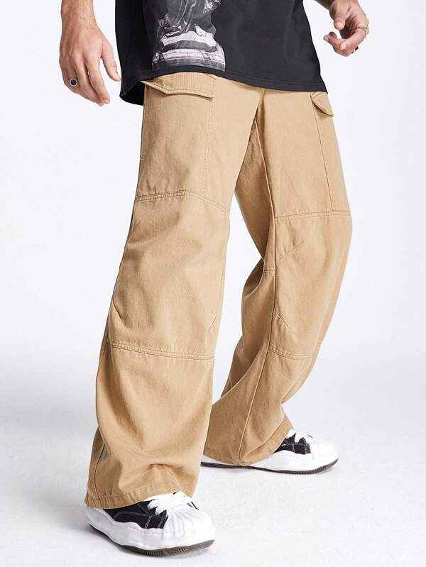 Manfinity VCAY Pantalones rectos tejidos sueltos de unicolor para hombre