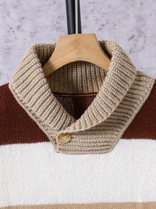 Maglione casual lavorato a maglia con colletto a contrasto a righe per ragazzo pre-adolescente