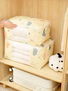 1 件家用被子收纳袋，衣服收纳盒，防尘卡通图案衣柜收纳袋，带手柄被子收纳袋，家庭多功能防尘衣物分类盒，家用（米色）装饰秋季装饰节日装饰房间装饰家居装饰秋季装饰卧室装饰圣诞节节日礼物
