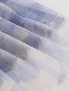 Floral Print Mesh Skirt - Mauve Purple - View 3