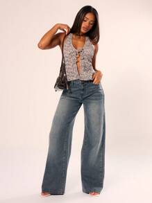 MUSERA Top texturat cu legături în față, cu decolteu halter, vară, Ibiza, vacanță, primăvară, vară, toamnă, elegant