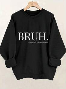 INAWLY 休闲文字印花运动衫，春秋装，长袖上衣