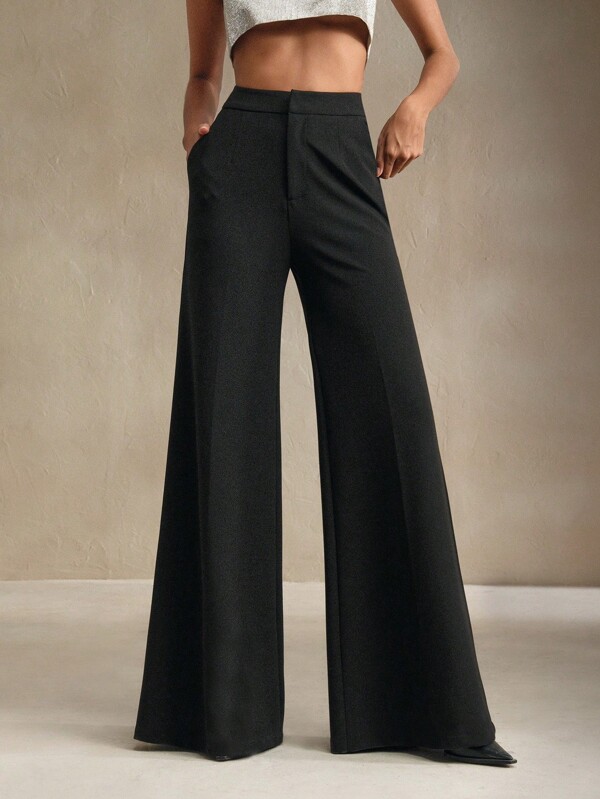 Anewsta Dames Urban High-End Effen Kleur Wijde Broek