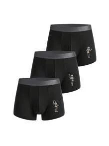 3pcs/Pack Men's Comfortable Boxer Briefs With Halloween Classic Prints - Multicolor - View 1