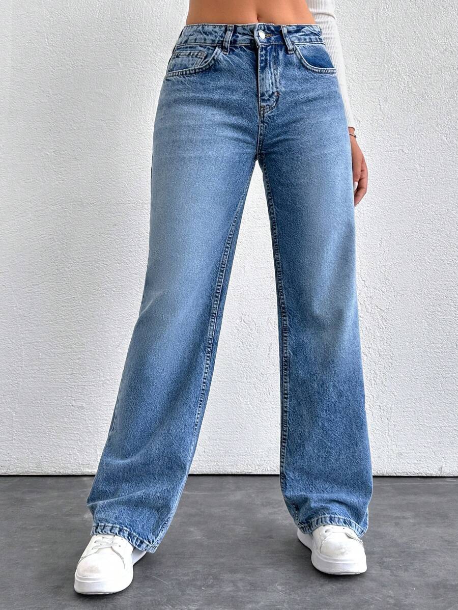 EURMUSE Damen Gerade Geschnittene Destroyed Look Denim