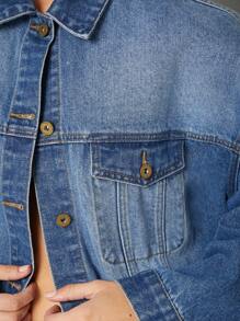 WESTFADE Premium 91% Cotton Denim Boxy Trucker Jacket - Blue - View 10