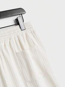 Manfinity Homme Men Contrast Trim Lace Up Front Tee & Shorts - White - View 6