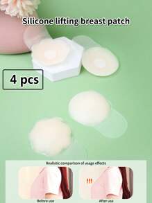 2 cặp cánh hoa nâng ngực bằng silicone, miếng bọc núm vú áo ngực vô hình, không dây và hở lưng - Màu be - Xem 1