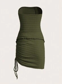 SHEIN ICON Ensemble Amincissant À Cordon Coulissant Uni - Militaire verte - Voir 2