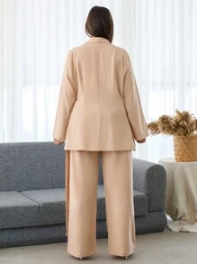 SHEIN Cottnline PLUS WOMEN COMFORT BEIGE TWO PIECES - Beige - View 2