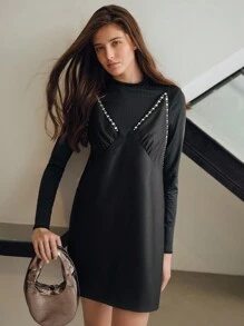 MOTF STUDIO VÁY NGẮN NGẮN TẠO TẠO TAY - màu đen - Xem 6