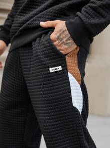 Manfinity Homme 2pcs Men's Patchwork Pullover Sweatshirt Set - Yellow - View 5