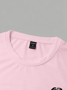 Manfinity Homme 男士夏季花卉印花圓領短袖休閒T恤 - 粉色 - 查看 4