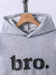 SHEIN Tween Boy Casual Slogan Hoodie With Graphic Print, Autumn/Winter