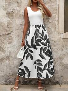 SHEIN Clasi 多色 AB 拼布休闲日常装夏季连衣裙 - 黑色 - 查看 1