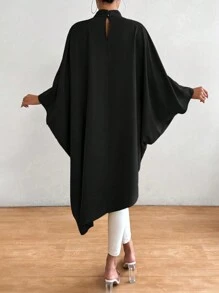 RosyDaze Áo sơ mi nữ đơn giản mặc hàng ngày màu trơn có họa tiết hoa ngẫu nhiên - màu đen - Xem 2