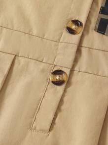 SHEIN 嬰兒女秋季卡其色美式復古酷可愛優雅華麗日常休閒裙 - 彩色 - 查看 4