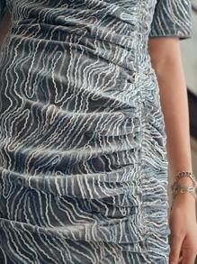 MOTF STUDIO VÁY NGẮN NGẮN CỔ TUYỆT VỜI SEQUINS - Xám - Xem 3