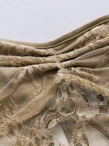 SHEIN Unity Women's Lace Backless Halter Top, Casual Vacation Wear - Apricot - View 3