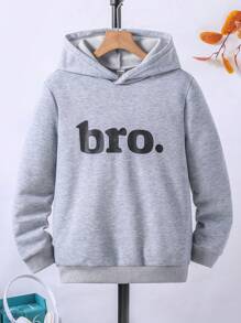 SHEIN Tween Boy Casual Slogan Hoodie With Graphic Print, Autumn/Winter