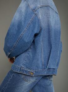 WESTFADE Premium 91% Cotton Denim Boxy Trucker Jacket - Blue - View 11