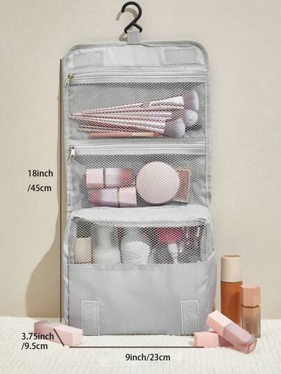 1pc Portable Travel Toiletry Bag, Modern Polyester Hanging Travel Toiletry Bag For Outdoor,Boho Vibes