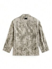 Manfinity VCAY 男士街头风格扎染宽大垫肩宽松编织西装外套适合秋冬季时尚 - 卡其色 - 查看 12