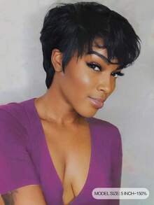 Pixie Cut Wigs Human Hair Glueless Straight Wig, Short Real Affordable Hair Replacement Wig, Cheap Daily Use Wig For Beginner Friendly Wear To Go - Natural Black - View 2