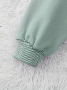 INAWLY Kvinnors Casual Letter Print Drop Shoulder Sweatshirt - Mint Grön - Visa 5