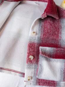 SHEIN 女孩优雅迷人的公主风格格子羊毛夹克，适合秋季、冬季、日常、派对、学校 - 彩色 - 查看 6