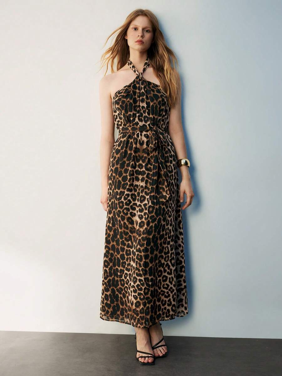 Maija Women's Animal Leopard Print Long Dress