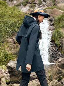 In My Nature Women's Zipper Drawstring Hooded Outdoor Jacket - Navy Blue - View 9