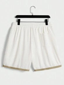 Manfinity Homme Men Contrast Trim Lace Up Front Tee & Shorts - White - View 11