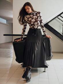 MOTF STUDIO PU 皮革纸袋抽绳腰褶裙