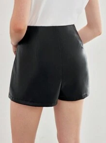 MOTF STUDIO PU LEATHER BUCKLE WAIST SKORT