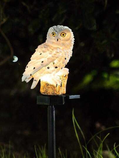 1 件 1-LED 树脂猫头鹰太阳能庭院装饰灯，户外装饰，适用于花园、草坪、小路、露台、派对圣诞节，可作为节日礼物