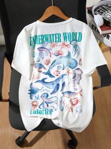 Teen Girls' Casual Vacation Whale, Seashell & Star Letter Print Short Sleeve T-Shirt - White - View 5