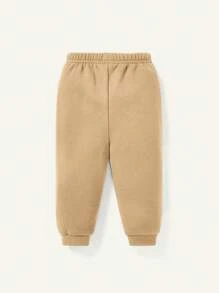 Cozy Pixies 3pcs Baby Boy's Cute Bear Pattern Crew Neck Sweatshirt, Pants And Hat Set - Khaki - View 3