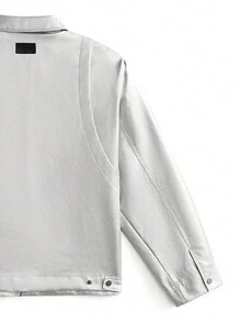 Manfinity VCAY Men's Street PU Leather Bottom Detroit Style Jacket, Raglan Sleeve Sleeve, Multi-Pocket Coat, Suitable For Autumn And Winter Seasons