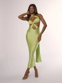 MUSERA Slinky Multi Wrap Drape Midaxi Dress Elegant Spring Summer Vacation Beach - Green - View 1