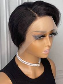 Straight Pixie Cut Wig T Part Transparent Lace Front Glueless Human Hair Wigs - S1 - View 3