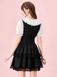 ROMWE J-Fashion 可爱柔软的学院风女式连衣裙 - 黑色 - 查看 4