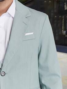 Calvornis Men's Solid Color Notch Lapel Long Sleeve Blazer And Pants Two-Piece Casual Business Suit, Spring & Fall - Mint Green - View 5